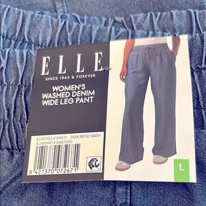 Elle Women's Washed Denim Wide Leg Pants